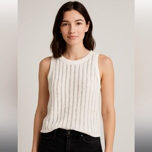 Mango White Sleeveless Knit Top - Small